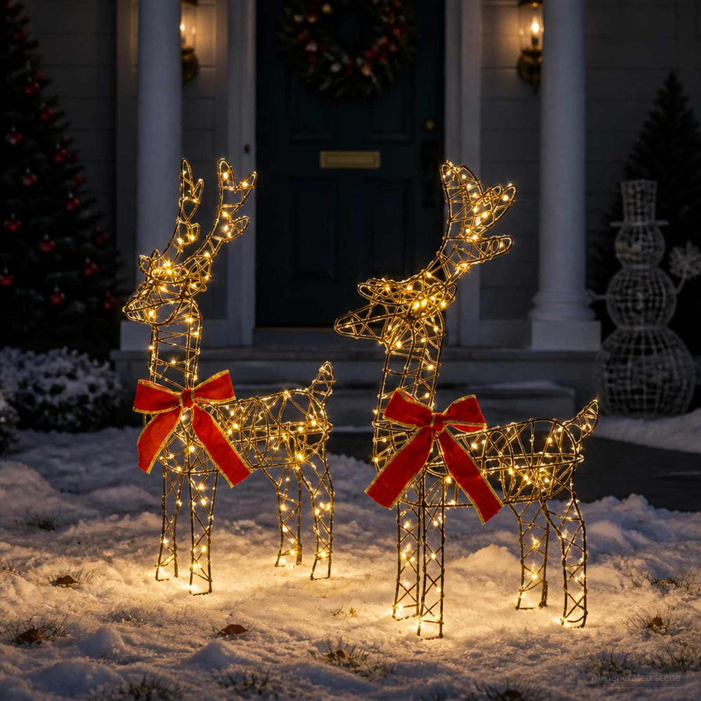 vidaXL 3D Christmas Reindeer LOVIISA 2 pcs 80 LEDs Warm White