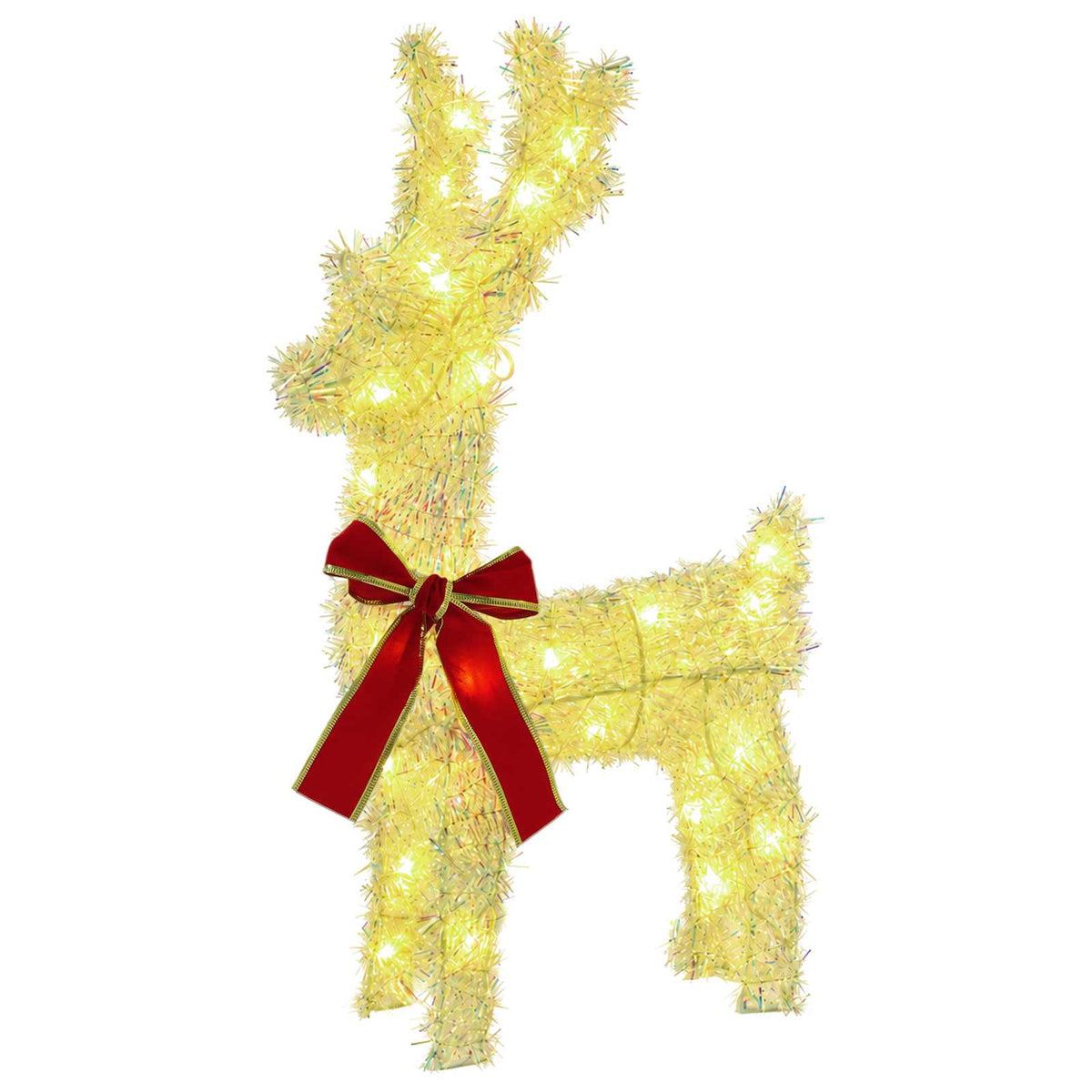 3D Christmas Reindeer LOVIISA 2 pcs 80 LEDs Warm White Iridescent tinsel