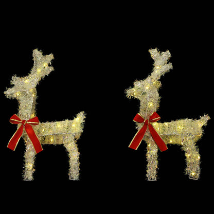 3D Christmas Reindeer LOVIISA 2 pcs 80 LEDs Warm White Iridescent tinsel