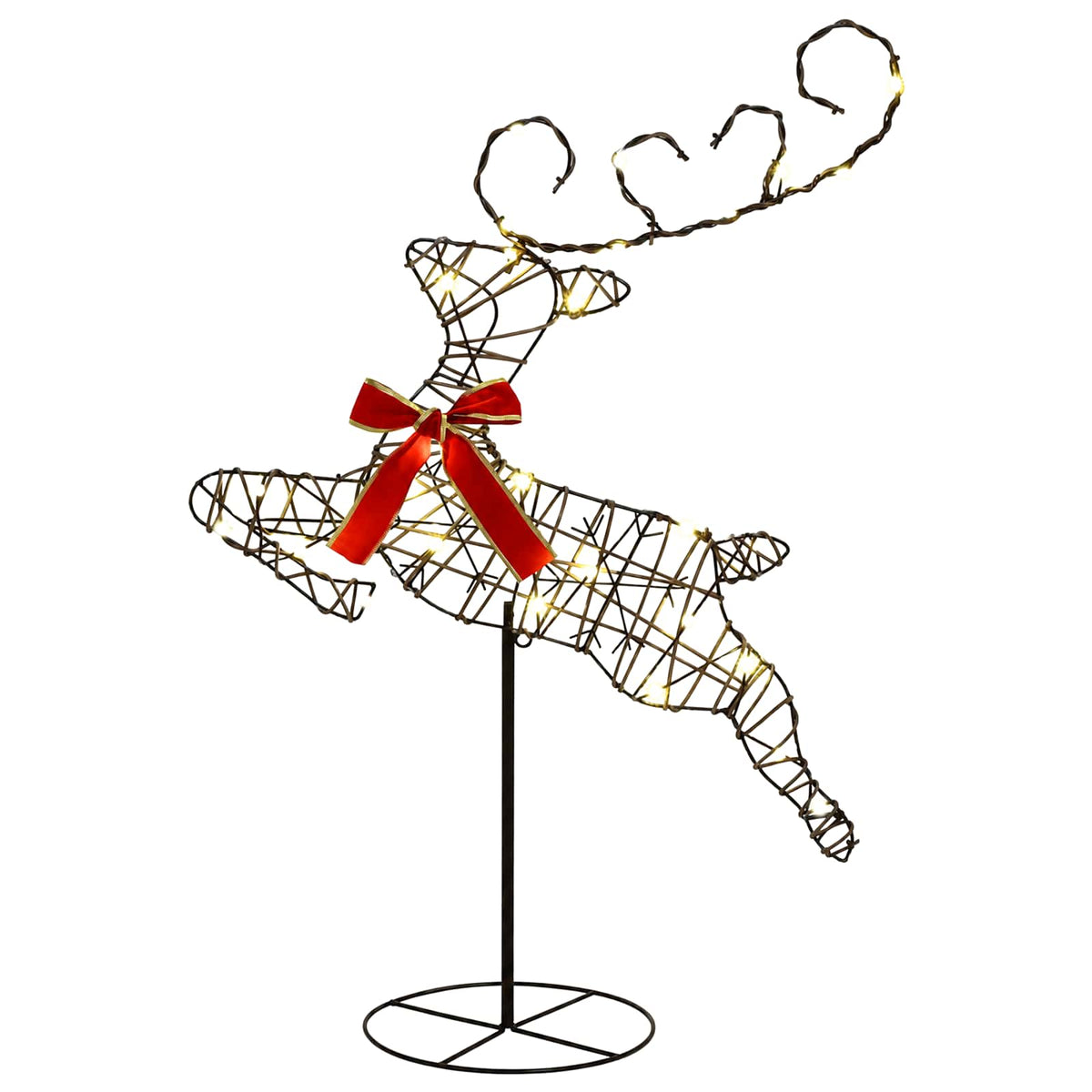 Christmas Reindeer with Sleigh 3 pcs 72 LEDs Warm White Rattan
