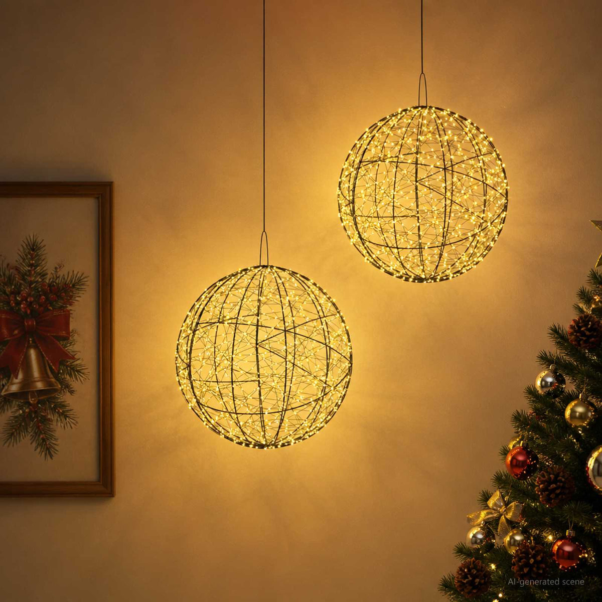 Christmas Finial Light 600 LEDs 2 pcs Ø 60 x 63 cm Warm white