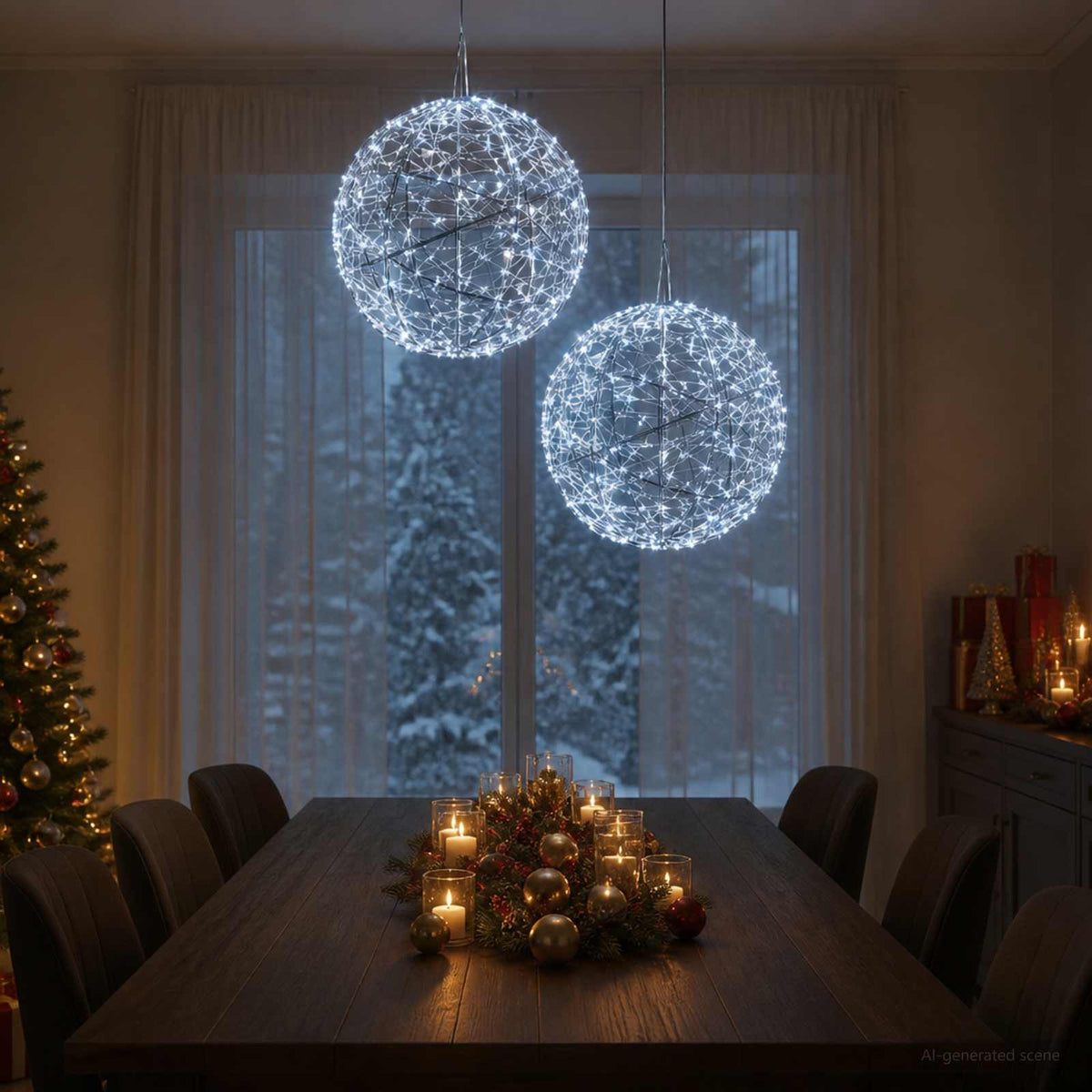 Christmas Finial Light 600 LEDs 2 pcs Ø 50 x 52 cm Cold white