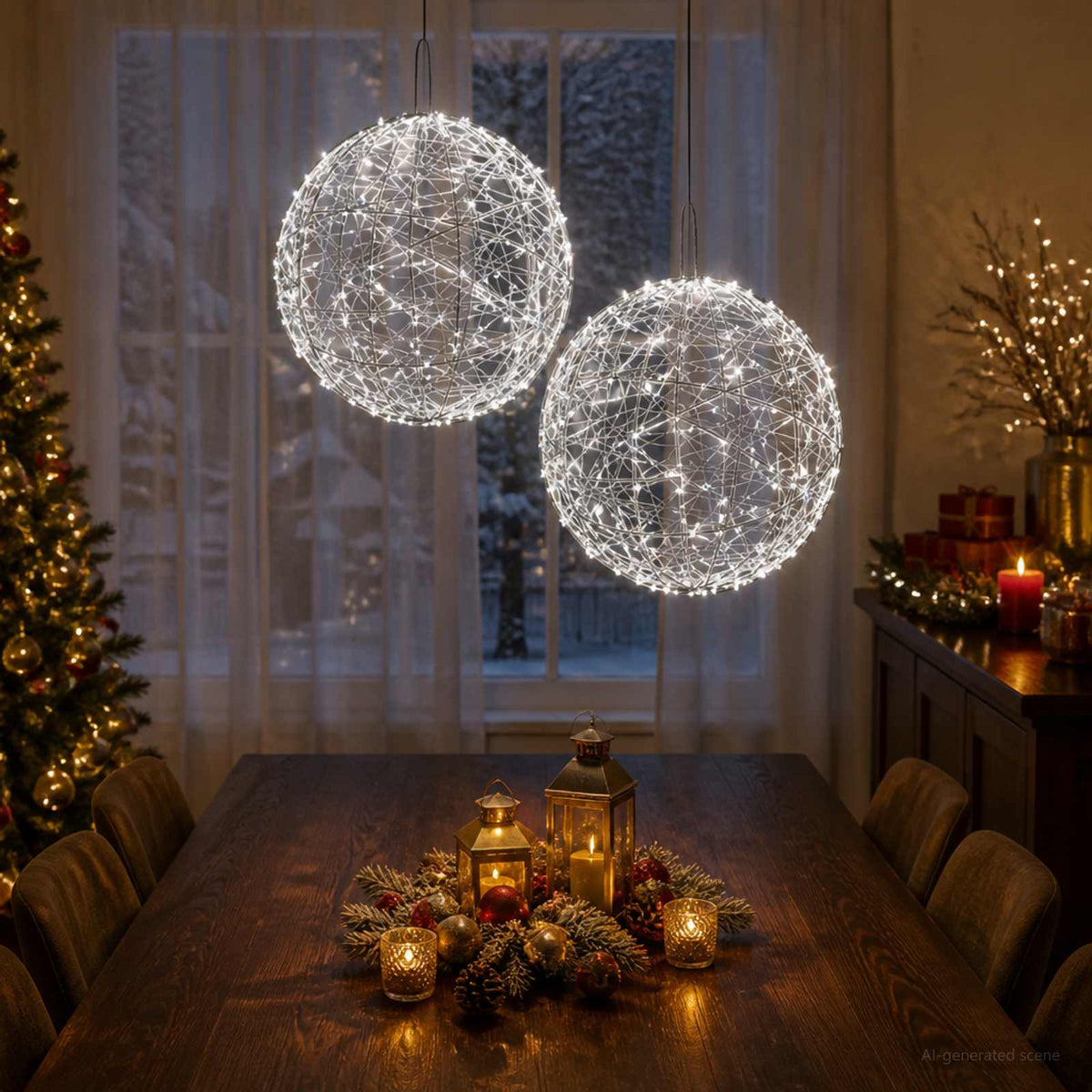 Christmas Finial Light 600 LEDs 2 pcs Ø 60 x 63 cm Cold white