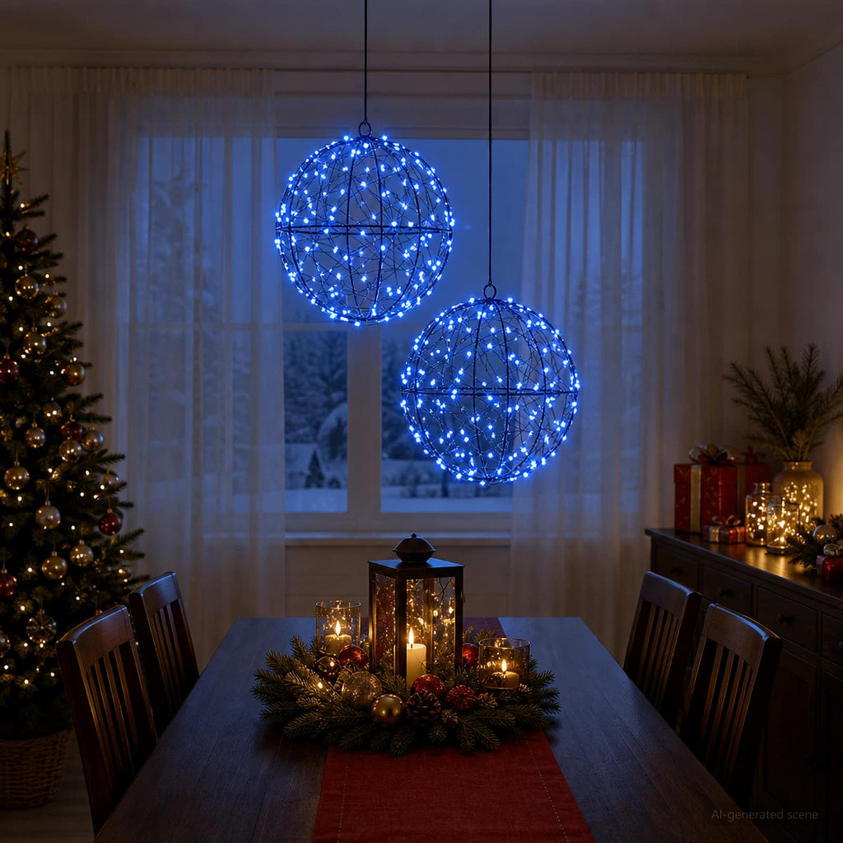 Christmas Finial Light 600 LEDs 2 pcs Ø 20 x 22 cm Blue