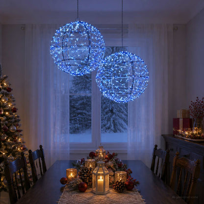 Christmas Finial Light 600 LEDs 2 pcs Ø 30 x 32 cm Blue