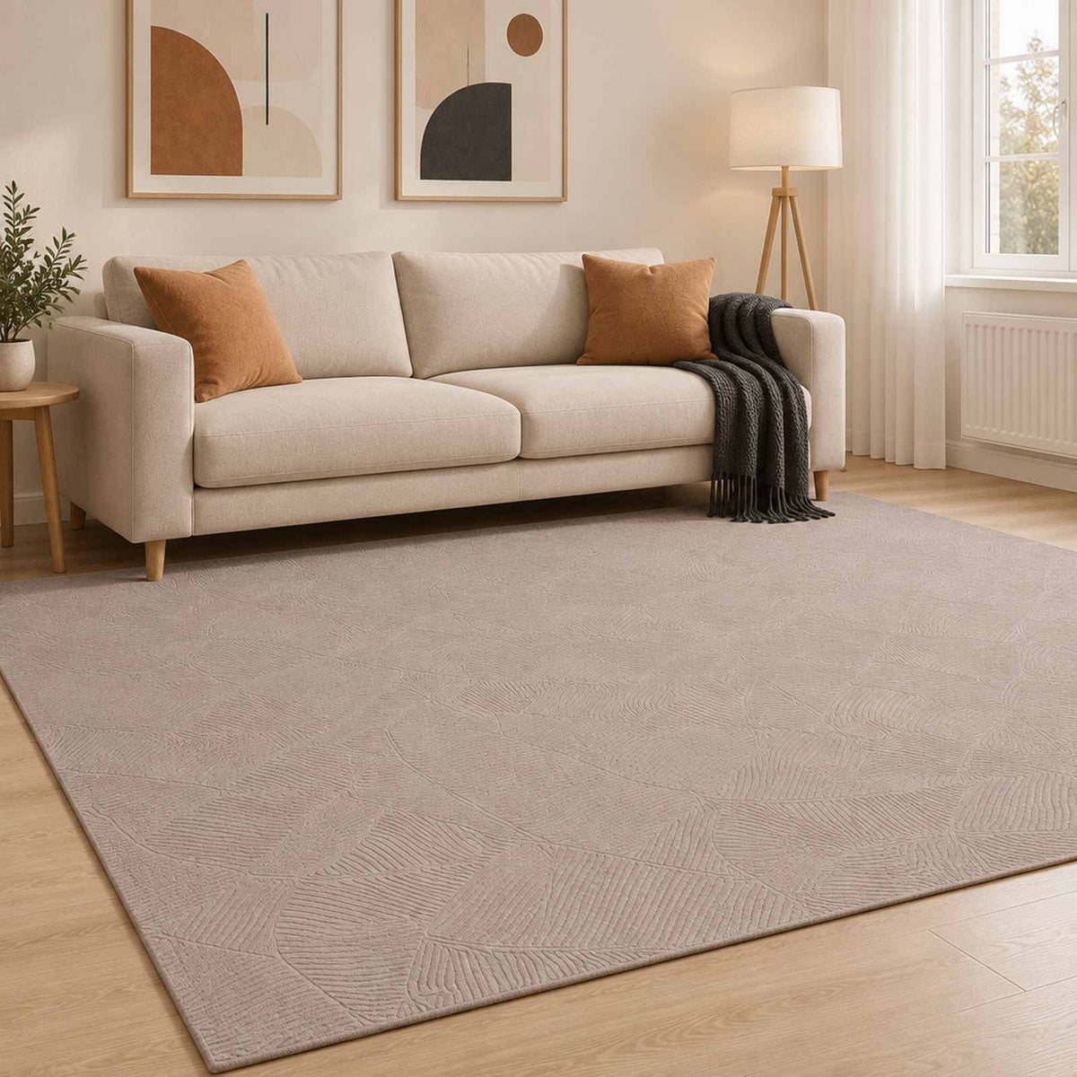 Rug IZA Beige 100% Polyester Low Pile 200 x 280 cm