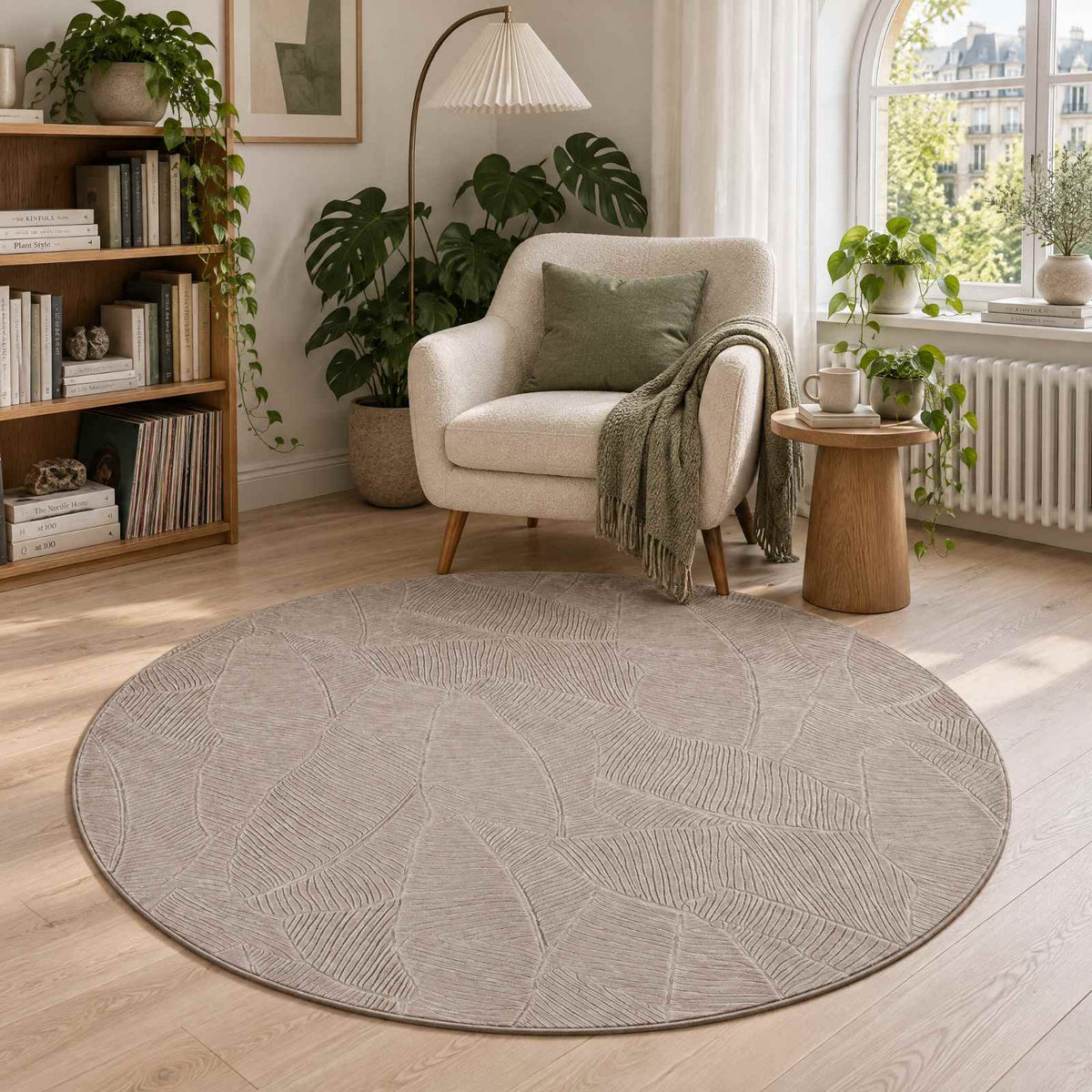 Rug IZA Beige 100% Polyester Low Pile Ø 160 cm