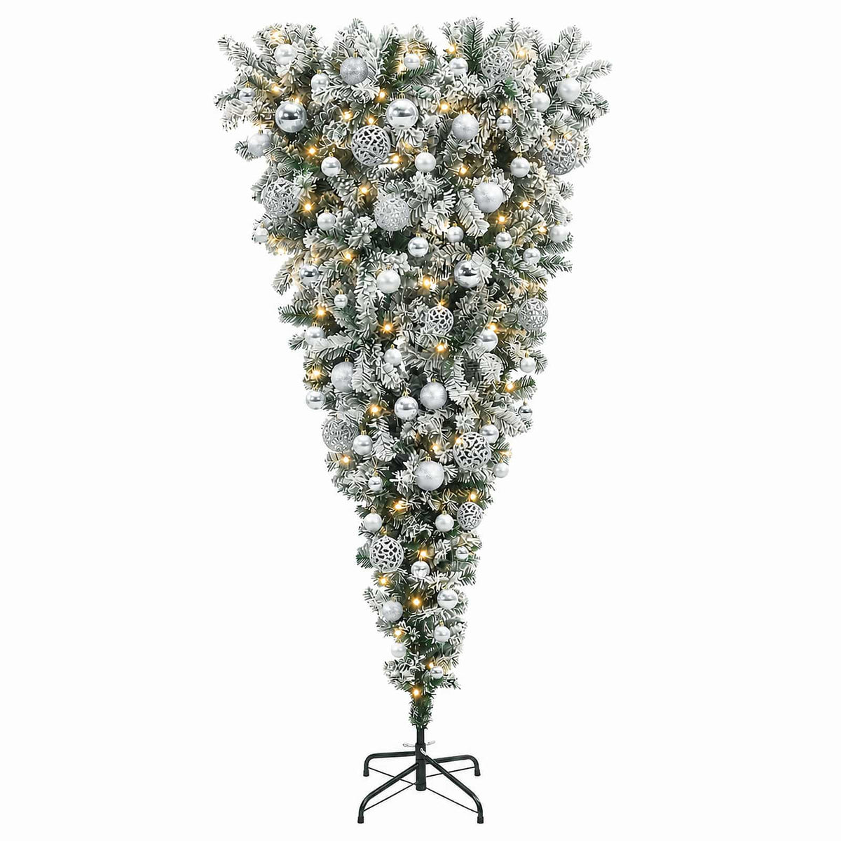 vidaXL Upside-down Artificial Hinged Christmas Tree 180 cm 300 LEDs 4