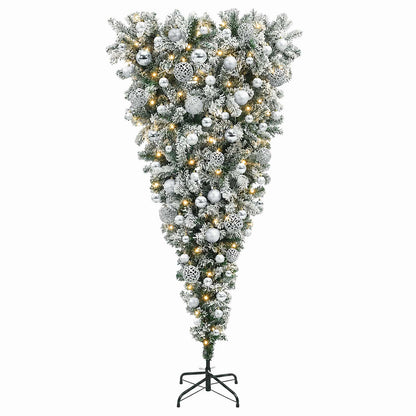 vidaXL Upside-down Artificial Hinged Christmas Tree 180 cm 300 LEDs 4