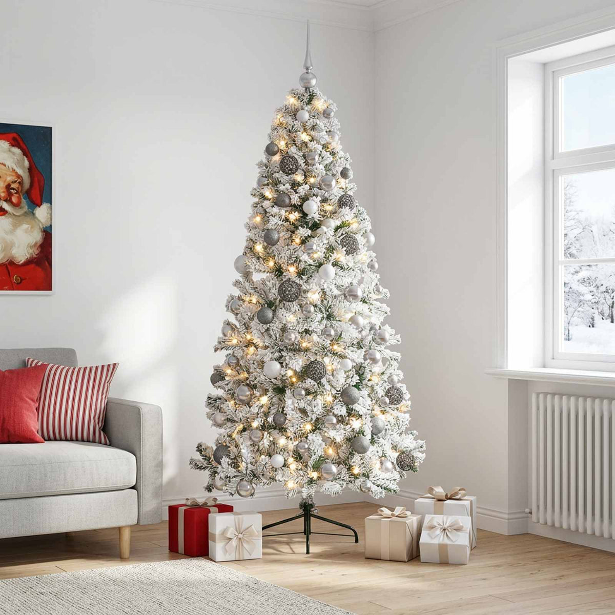 vidaXL Artificial Christmas Tree with Bauble 240 cm 300 LEDs 3