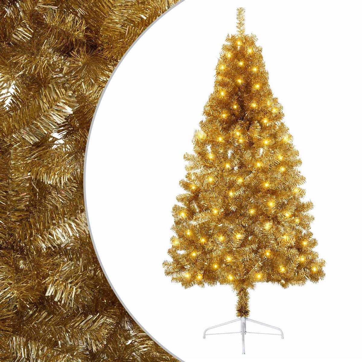 vidaXL Artificial Hinged Christmas Tree 210 cm 300 LEDs Warm White 2