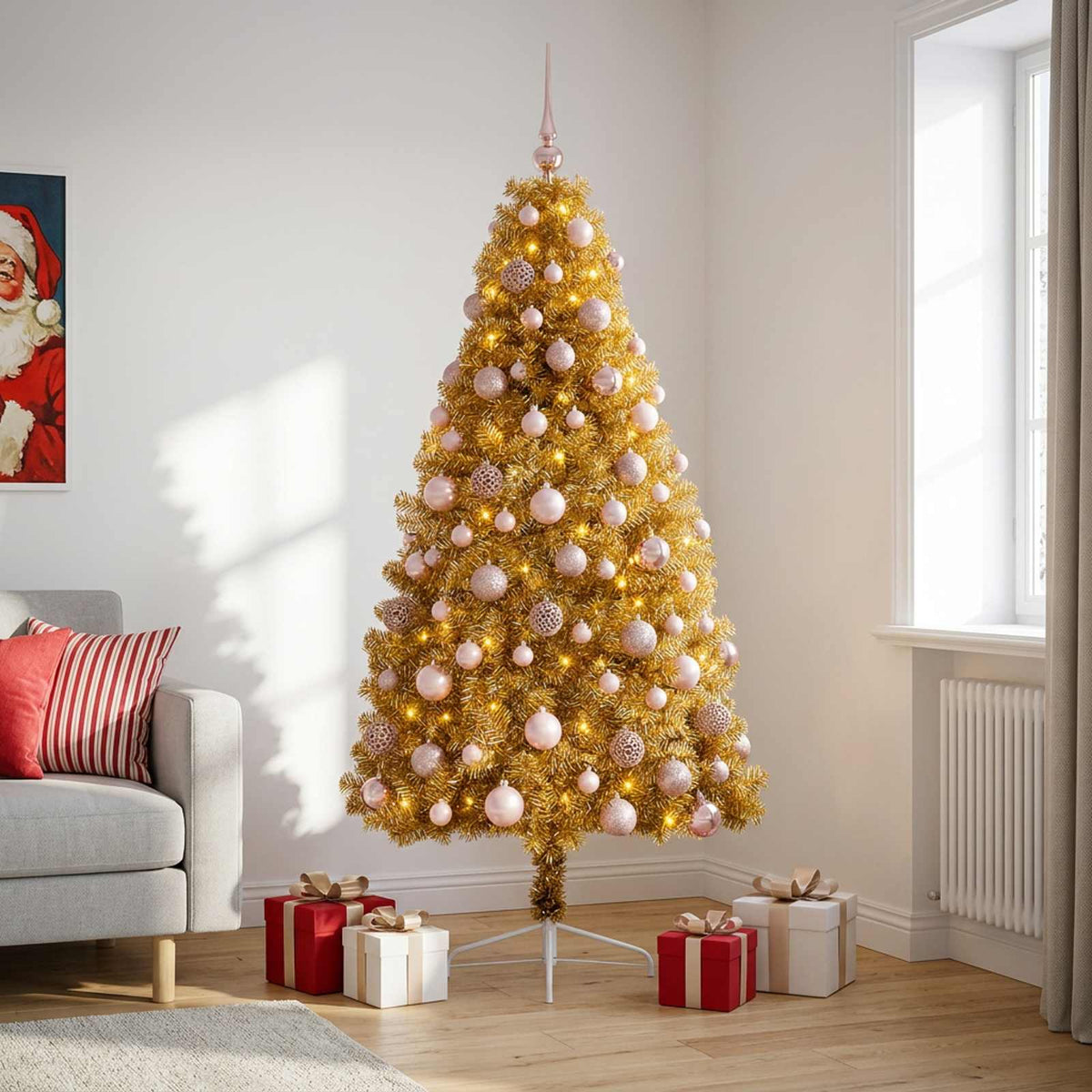 vidaXL Artificial Christmas Tree with Bauble 210 cm 300 LEDs 3