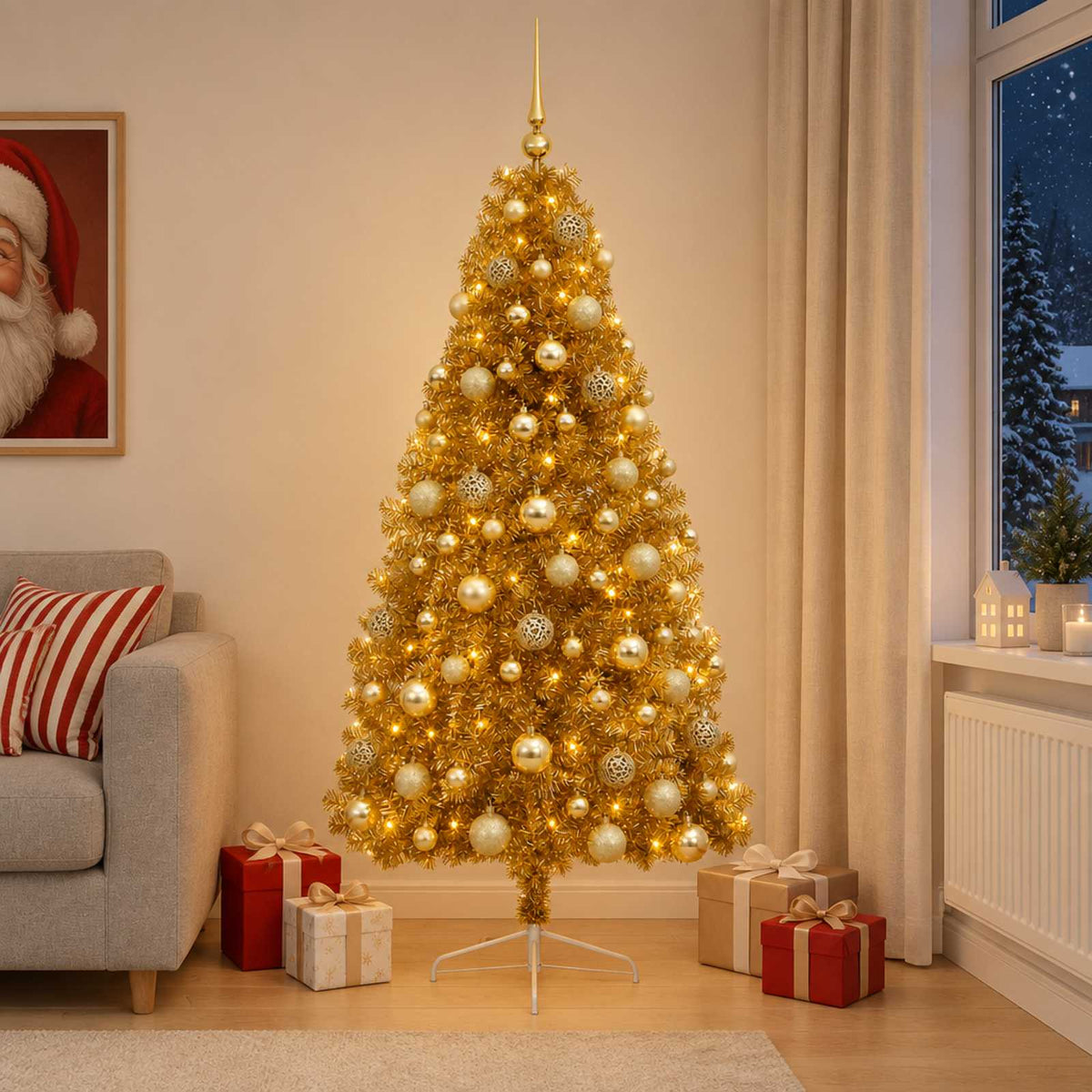 vidaXL Artificial Christmas Tree with Bauble 210 cm 300 LEDs 1