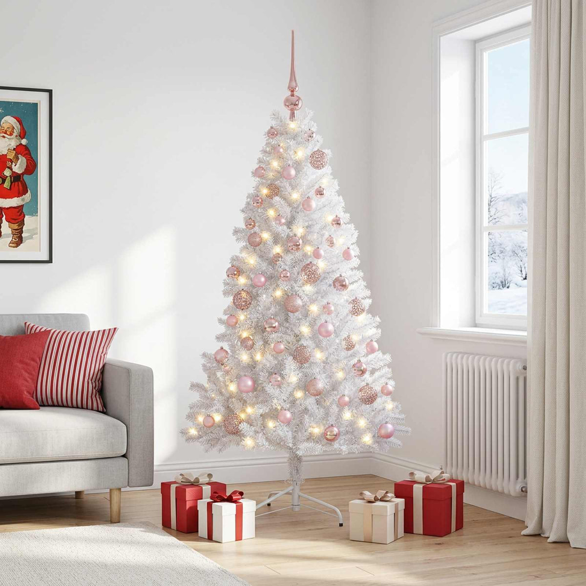 vidaXL Artificial Christmas Tree with Bauble 240 cm 300 LEDs 1