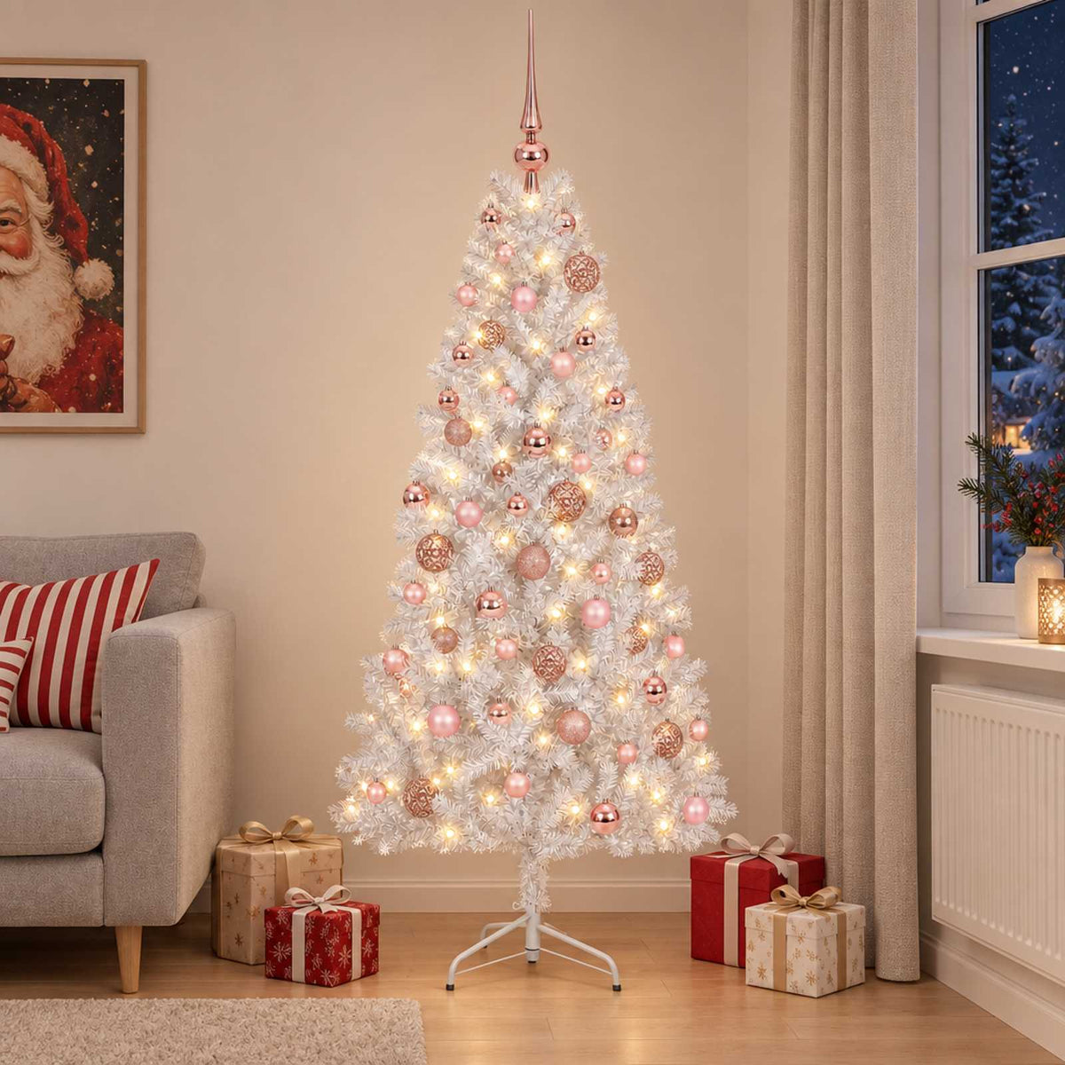 vidaXL Artificial Christmas Tree with Bauble 240 cm 300 LEDs 3