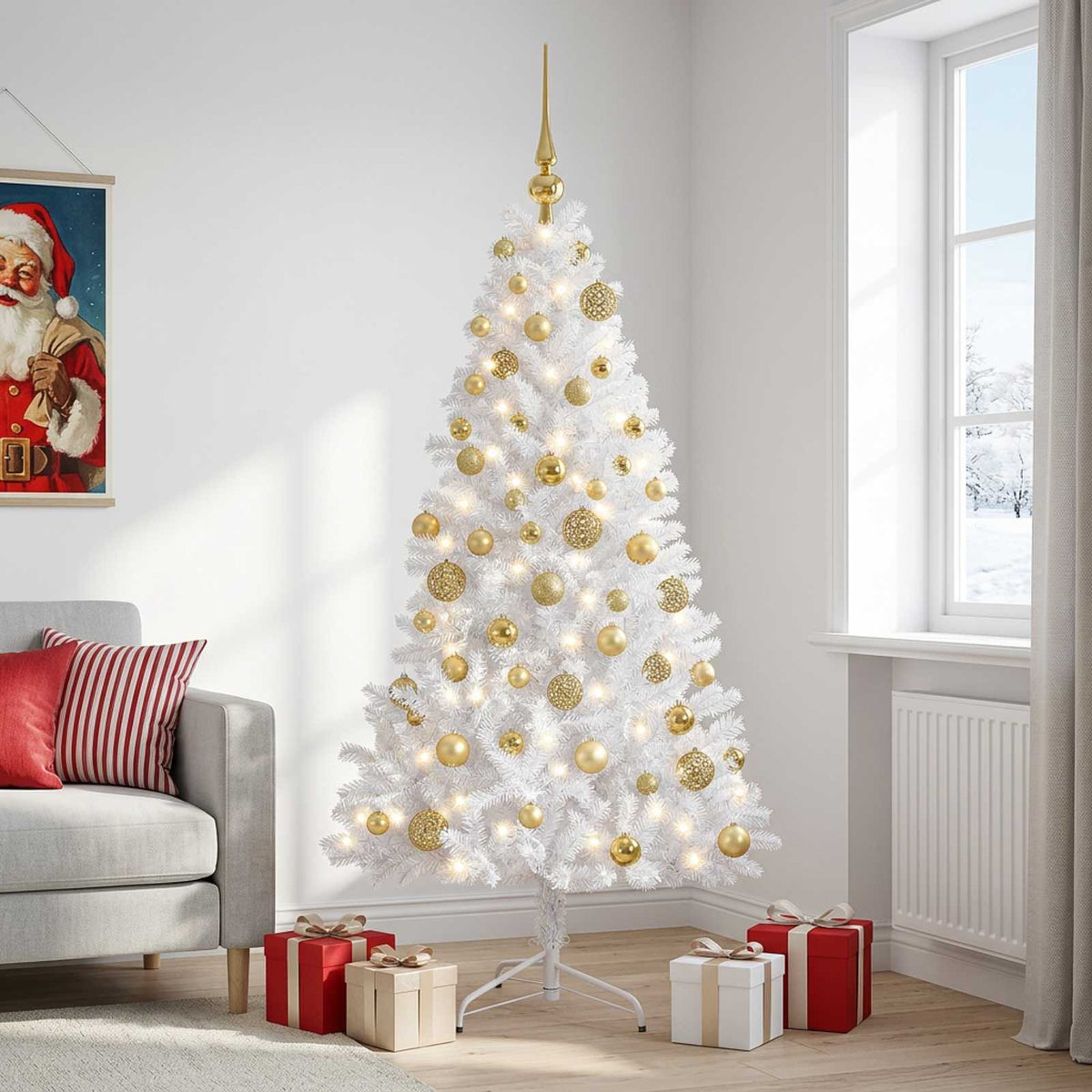 vidaXL Artificial Christmas Tree with Bauble 240 cm 300 LEDs 1