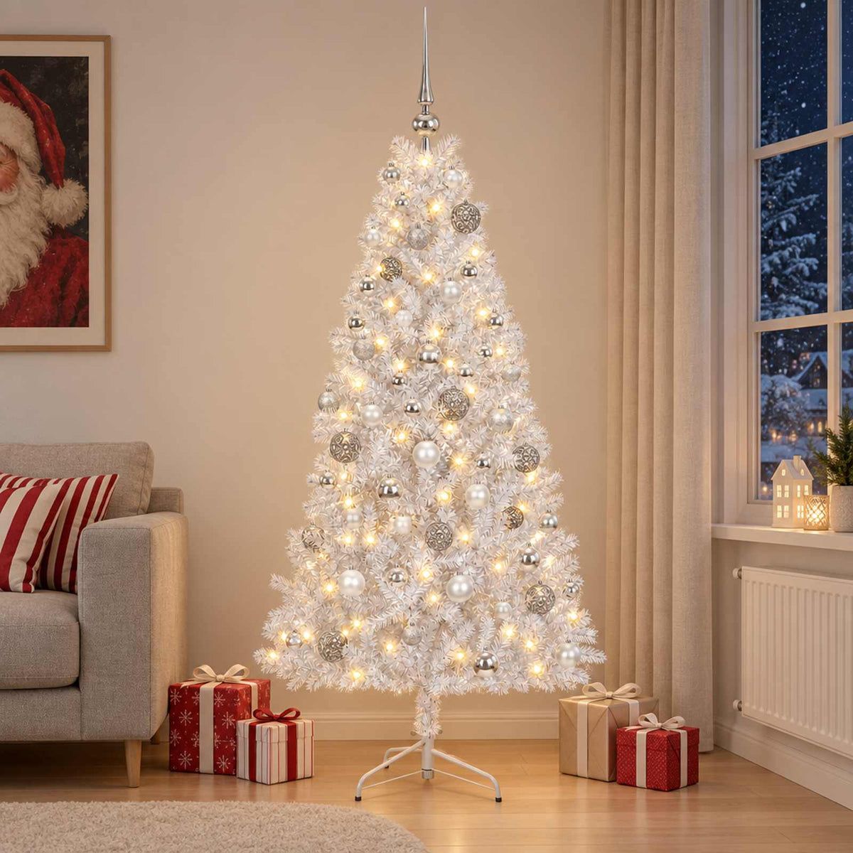 vidaXL Artificial Christmas Tree with Bauble 240 cm 300 LEDs 3