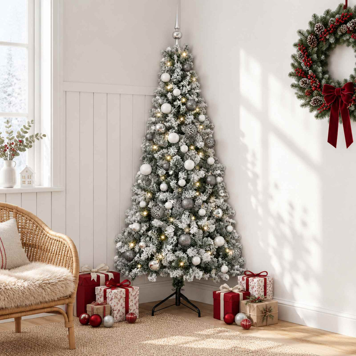 vidaXL Artificial Christmas Tree with Bauble 150 cm 150 LEDs 1