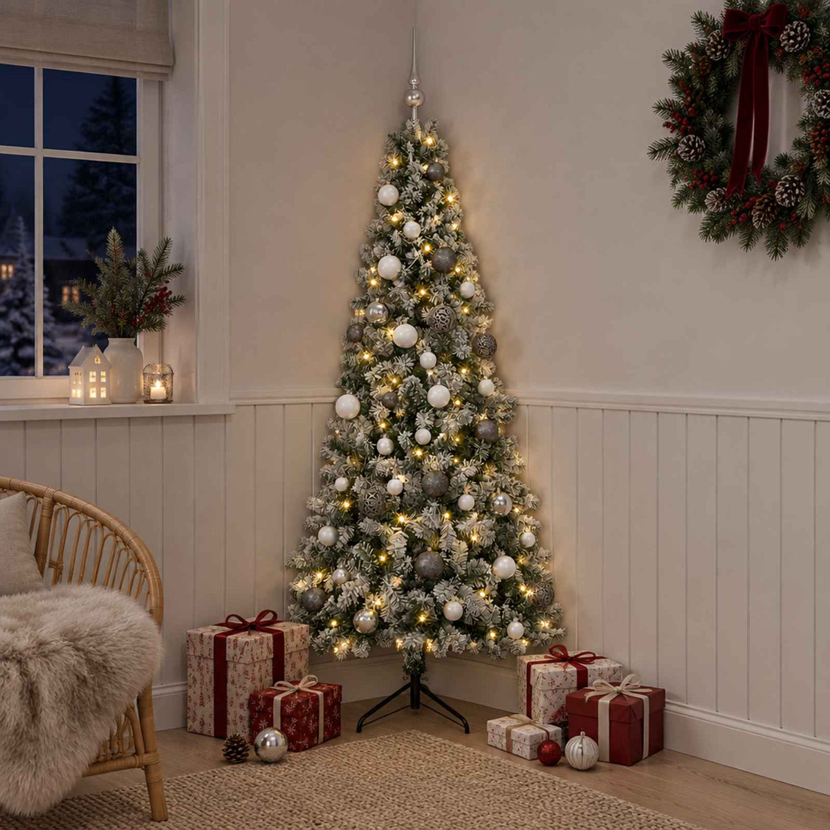 vidaXL Artificial Christmas Tree with Bauble 120 cm 150 LEDs 3