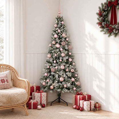 Artificial Christmas Tree with Bauble 150 LEDs 150 cm with LEDs & pink balls