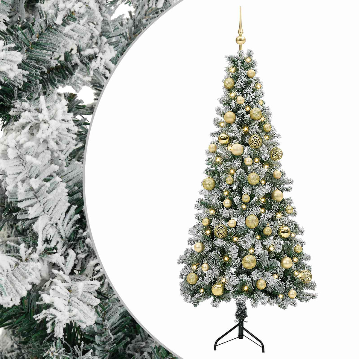Artificial Christmas Tree with Bauble 150 LEDs 120 cm with LEDs & gold/bronze balls