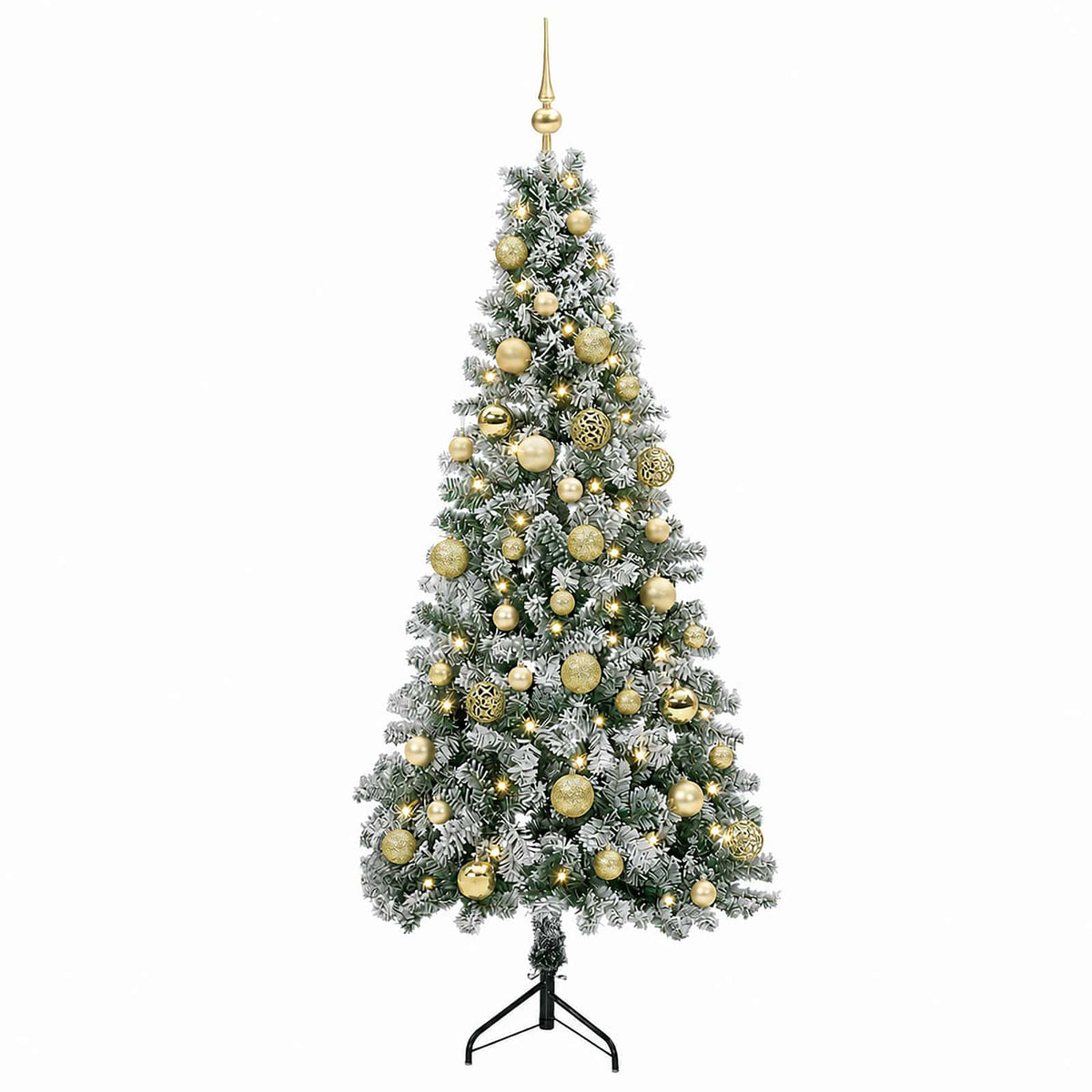 Artificial Christmas Tree with Bauble 150 LEDs 120 cm with LEDs & gold/bronze balls