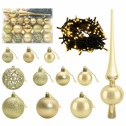 Artificial Christmas Tree with Bauble 150 LEDs 120 cm with LEDs & gold/bronze balls