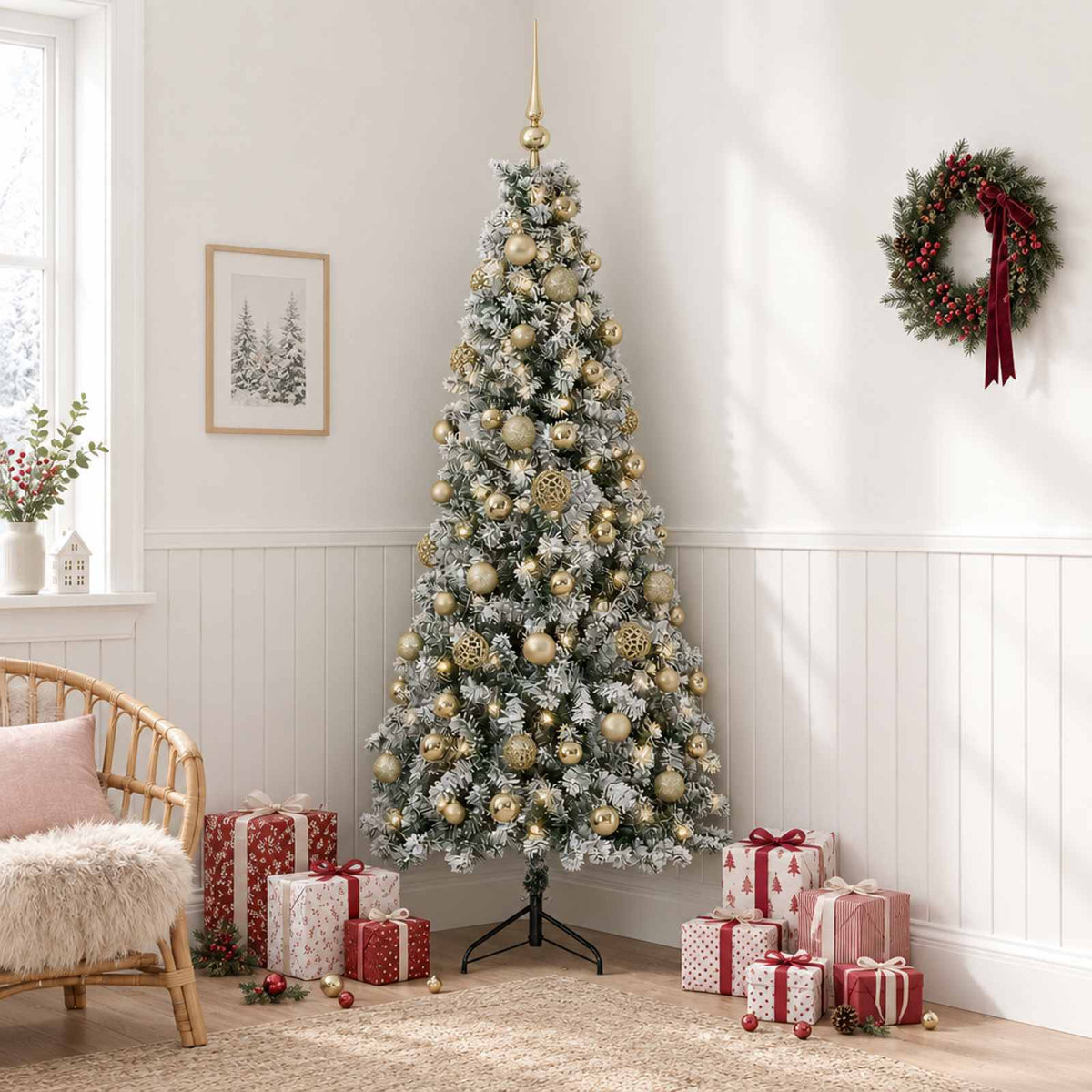 vidaXL Artificial Christmas Tree with Bauble 240 cm 300 LEDs 1