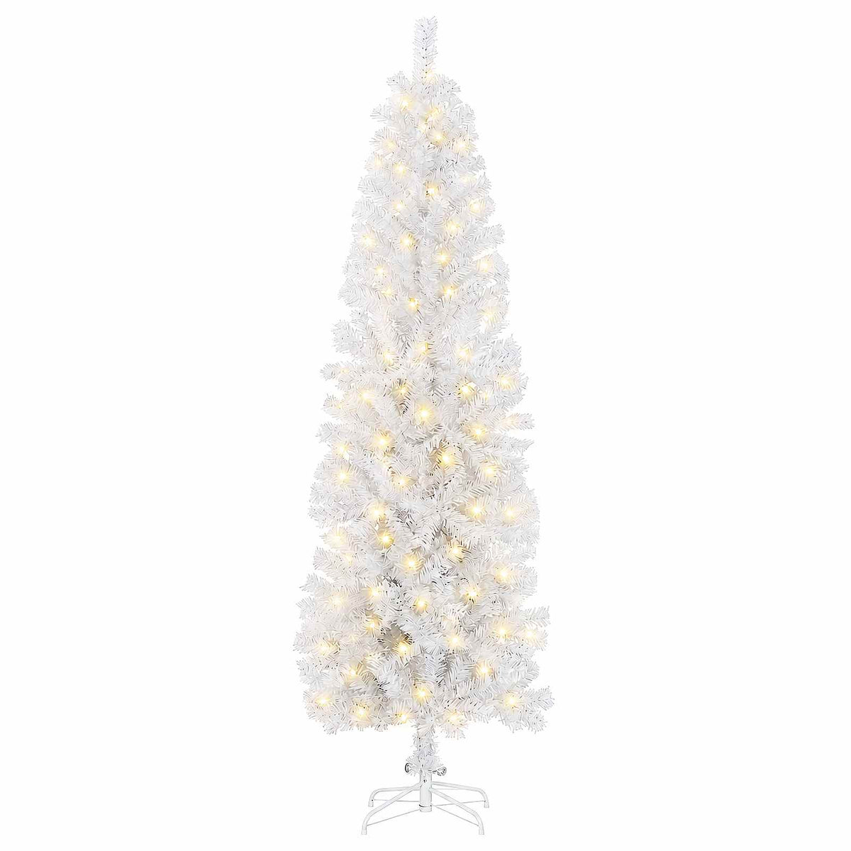 Artificial Slim Christmas Tree with Bauble 300 LEDs 180 cm with LEDs