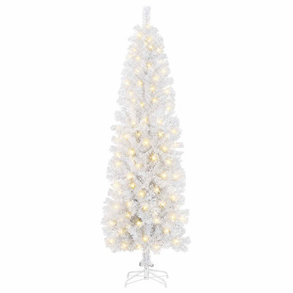 Artificial Slim Christmas Tree with Bauble 300 LEDs 180 cm with LEDs