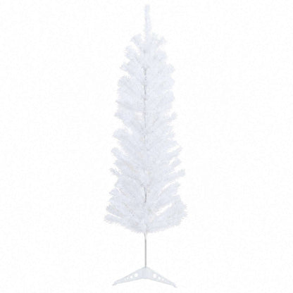 Artificial Slim Christmas Tree with Bauble 150 LEDs 150 cm with LEDs & white/grey balls