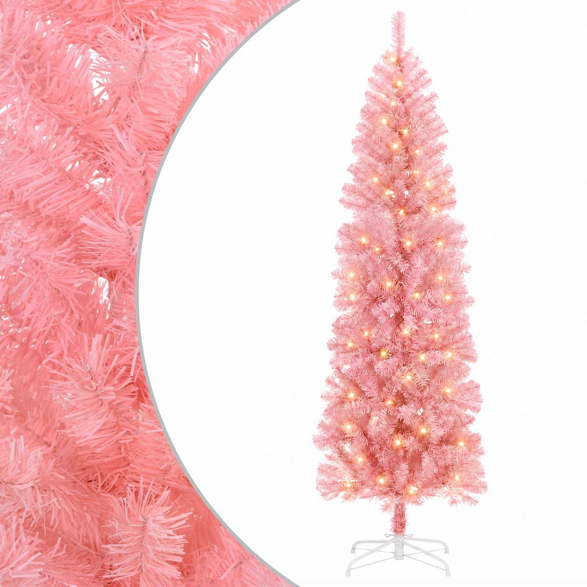 Artificial Slim Christmas Tree with Bauble 300 LEDs 180 cm with LEDs