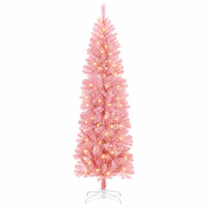 Artificial Slim Christmas Tree with Bauble 300 LEDs 180 cm with LEDs