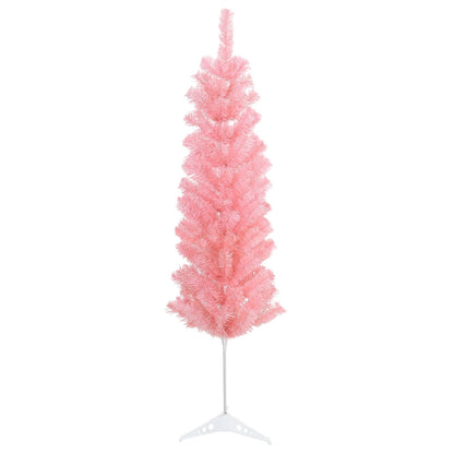 Artificial Slim Christmas Tree with Bauble 150 LEDs 150 cm with LEDs & white/grey balls