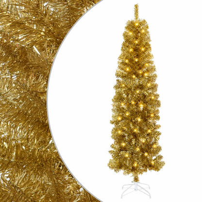 Artificial Slim Christmas Tree with Bauble 180 cm 300 LEDs with LEDs