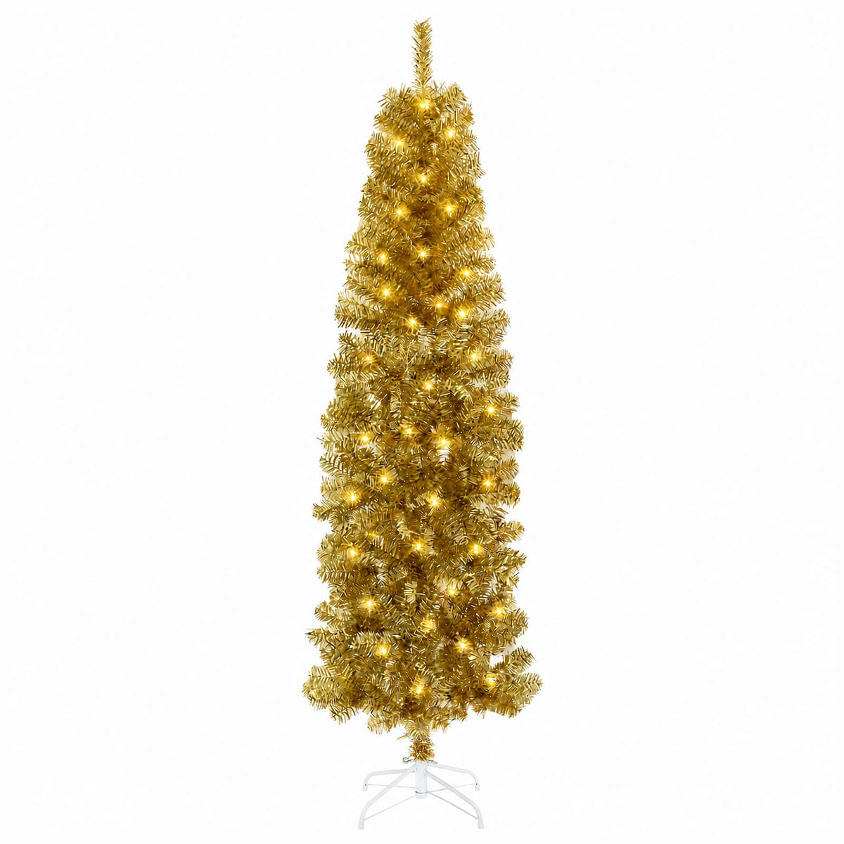Artificial Slim Christmas Tree with Bauble 180 cm 300 LEDs with LEDs