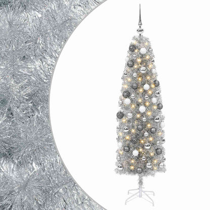 vidaXL Artificial Slim Christmas Tree with Bauble 180 cm 300 LEDs 2