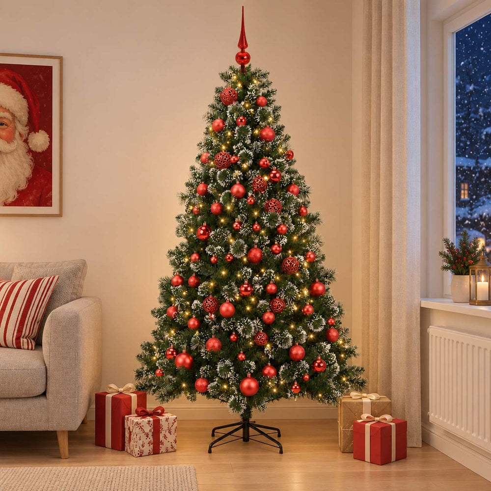 vidaXL Artificial Christmas Tree with Bauble 240 cm 300 LEDs