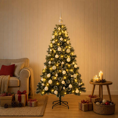 Artificial Christmas Tree with Bauble 150 LEDs 150 cm with LEDs & white balls