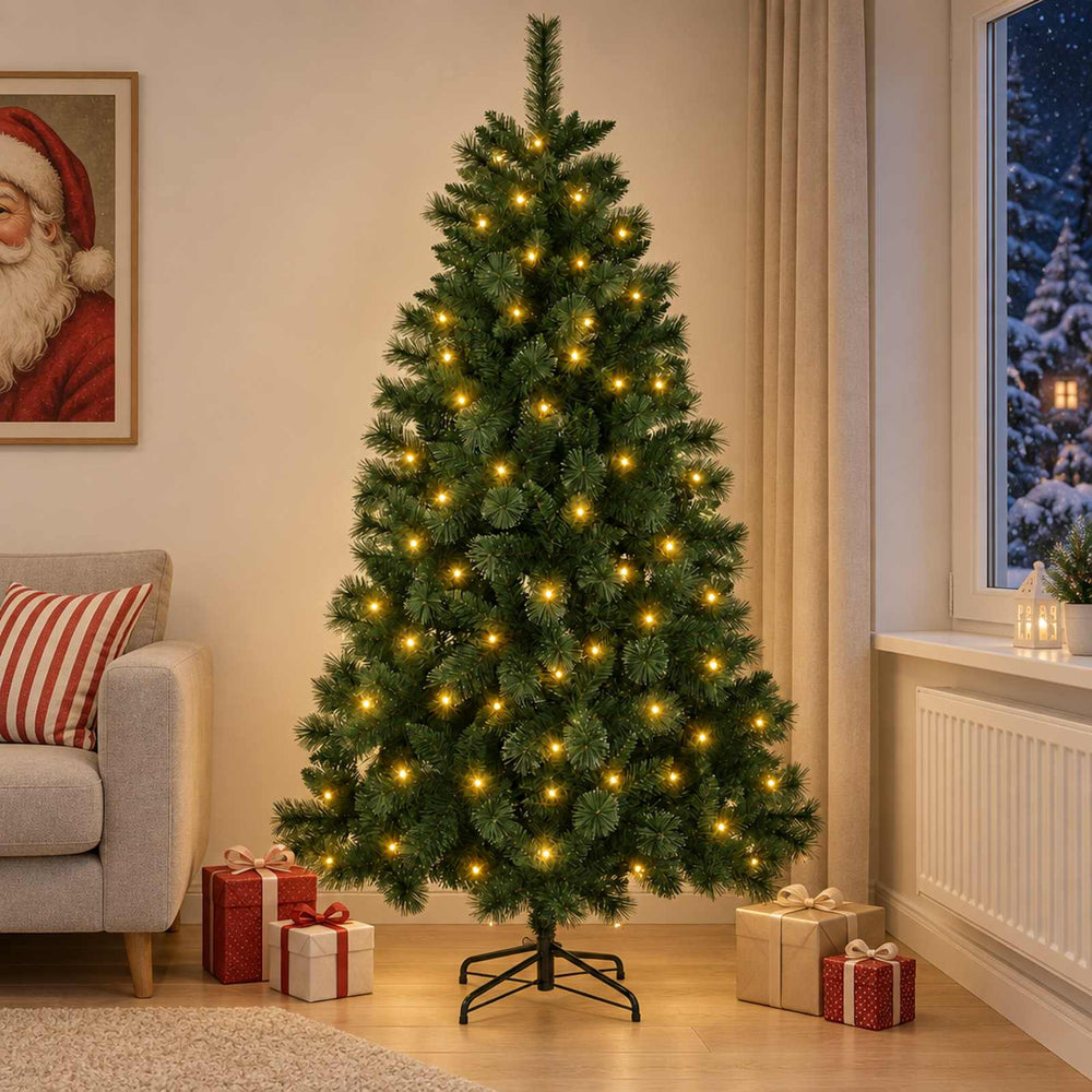 vidaXL Artificial Christmas Tree with Bauble 300 LEDs 210 cm