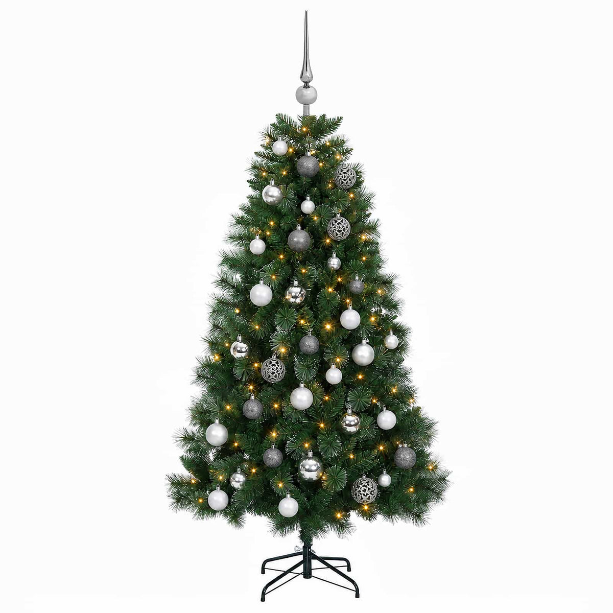 vidaXL Artificial Christmas Tree with Bauble 150 cm 150 LEDs 4