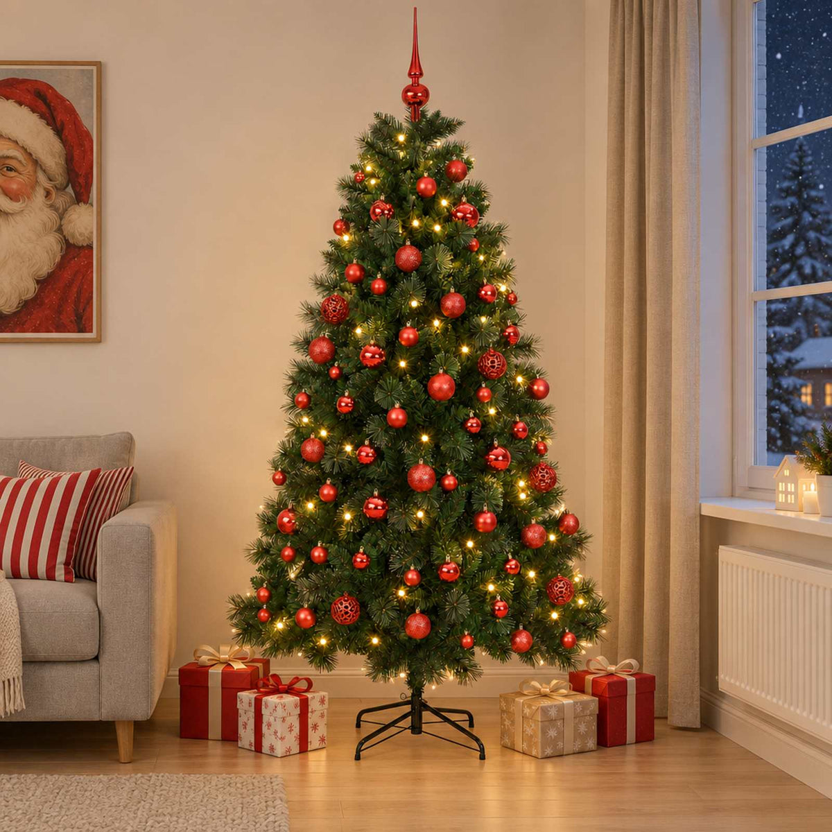 vidaXL Artificial Christmas Tree with Bauble 240 cm 300 LEDs 1