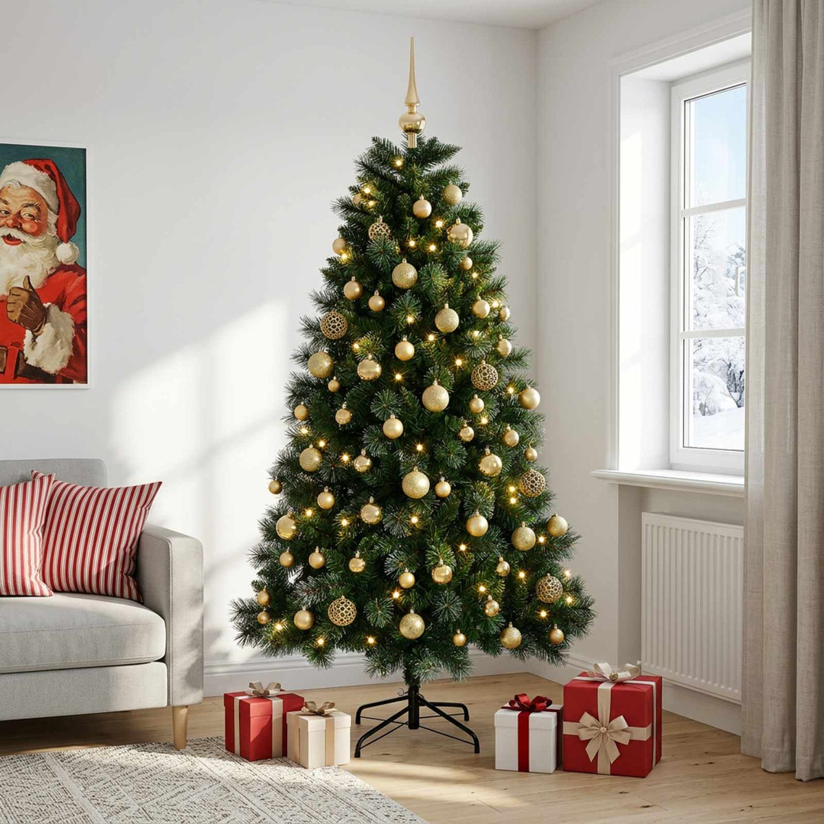 vidaXL Artificial Christmas Tree with Bauble 180 cm 300 LEDs 3