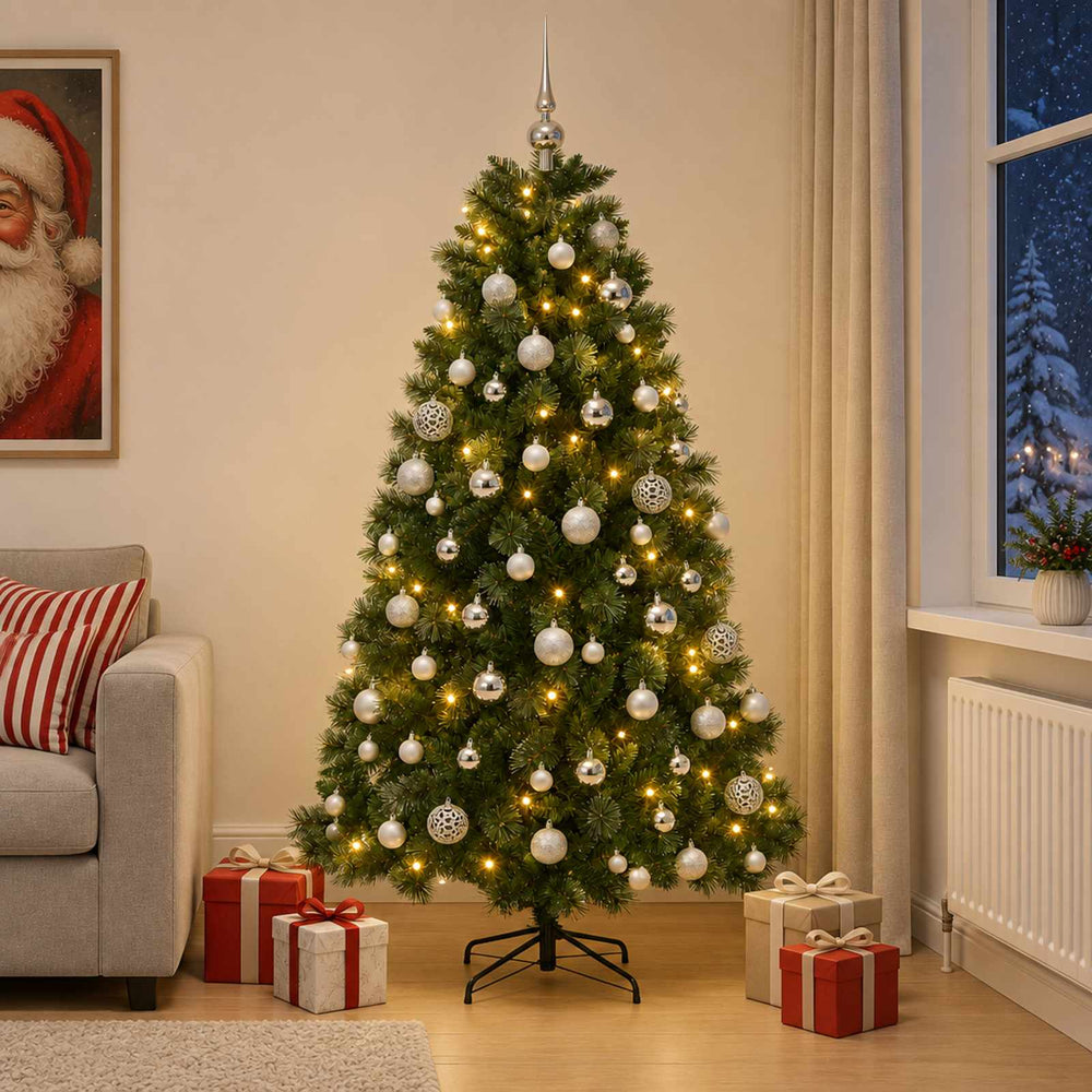 vidaXL Artificial Christmas Tree with Bauble 240 cm 300 LEDs