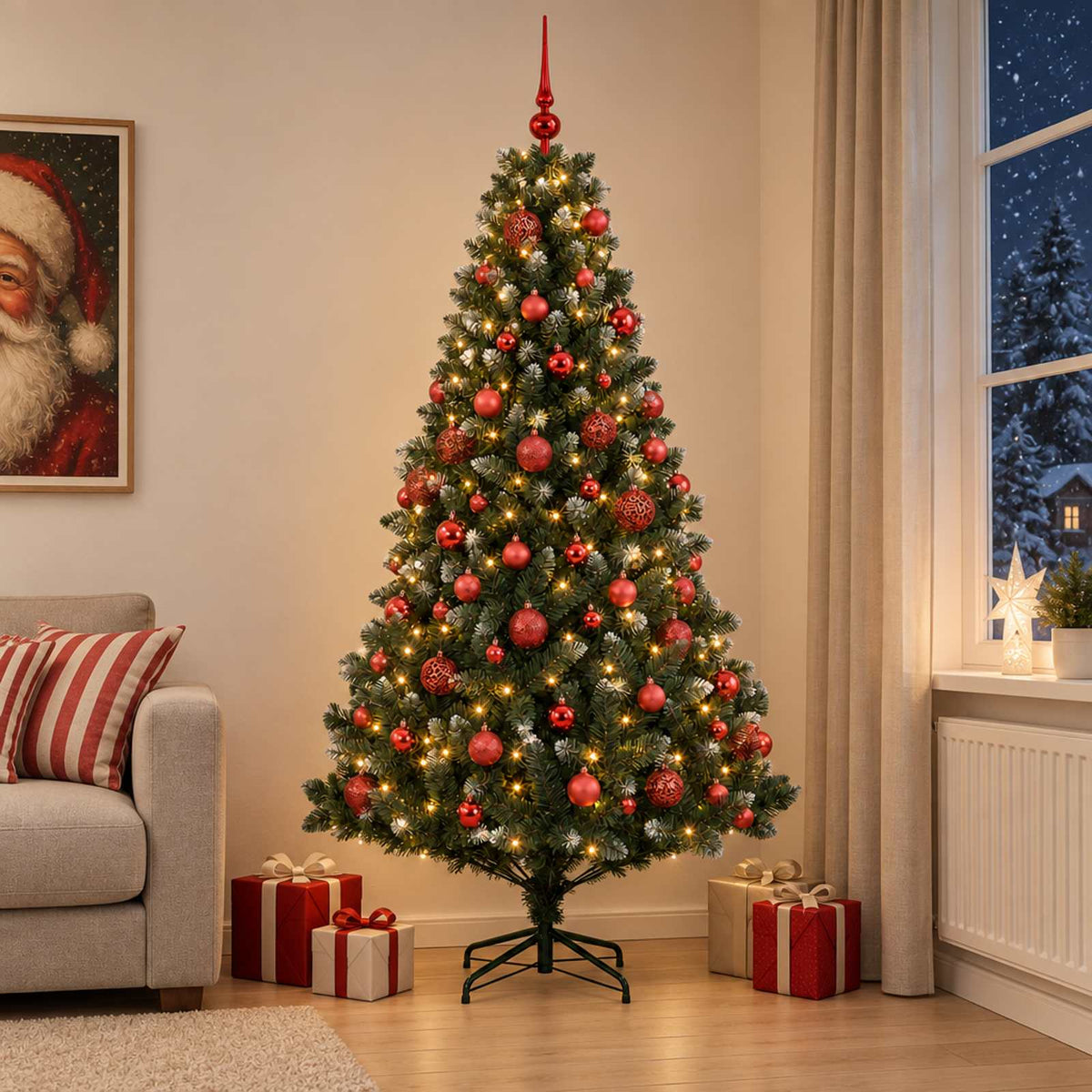 vidaXL Artificial Christmas Tree with Bauble 240 cm 300 LEDs 1