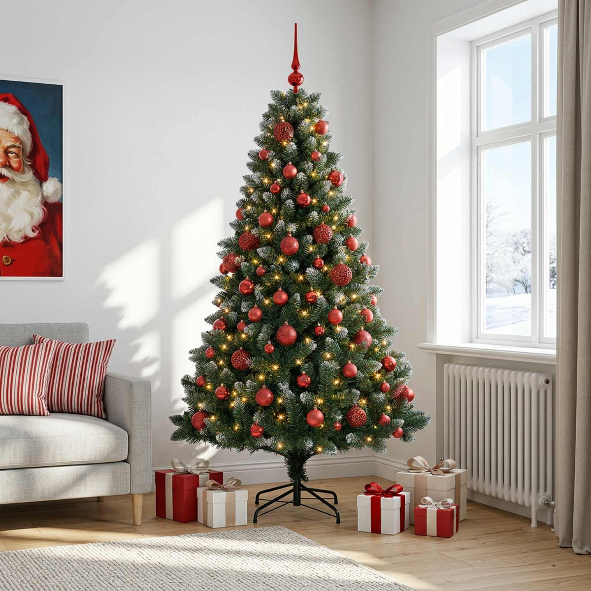 vidaXL Artificial Christmas Tree with Bauble 240 cm 300 LEDs 3