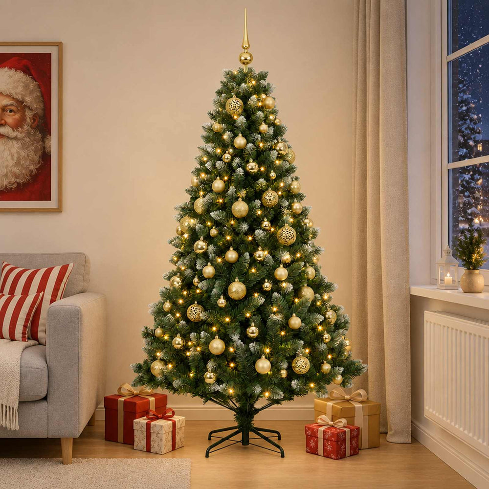 vidaXL Artificial Christmas Tree with Bauble 180 cm 300 LEDs