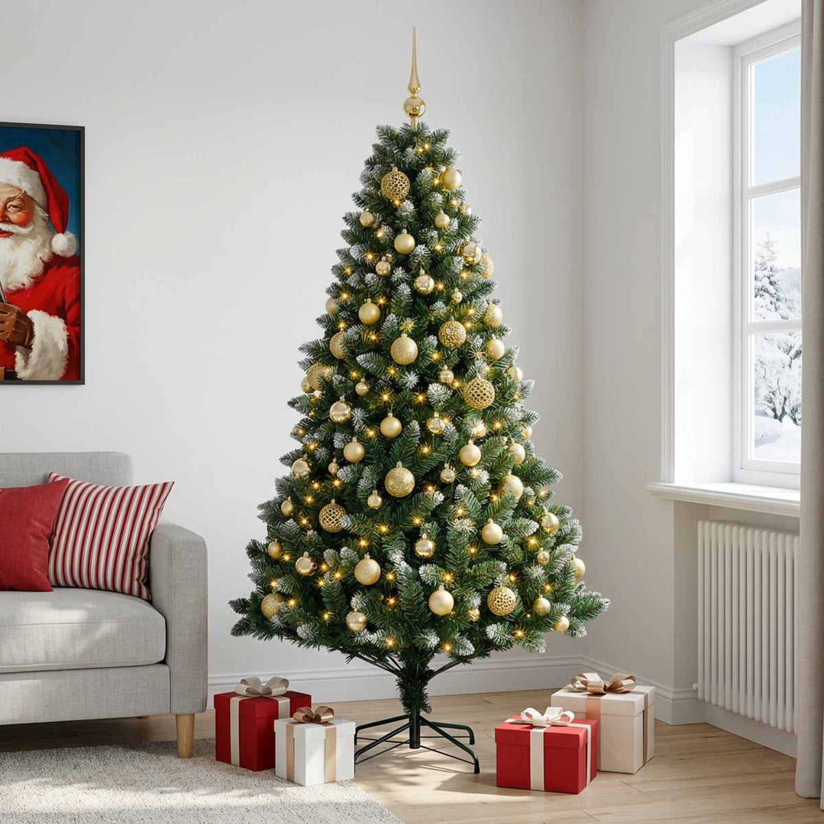 vidaXL Artificial Christmas Tree with Bauble 180 cm 300 LEDs 3
