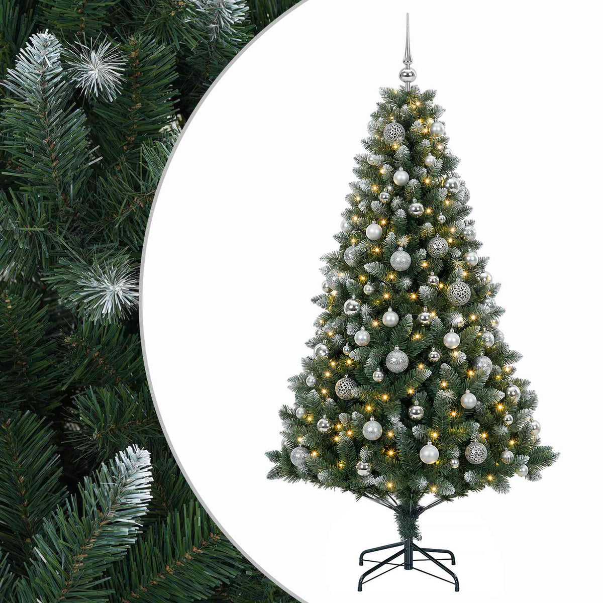 vidaXL Artificial Christmas Tree with Bauble 180 cm 300 LEDs 2