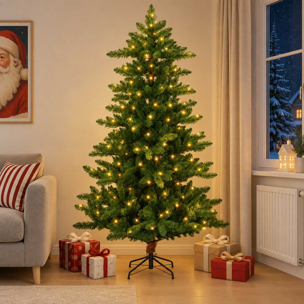 vidaXL Artificial Christmas Tree with Bauble 300 LEDs 210 cm